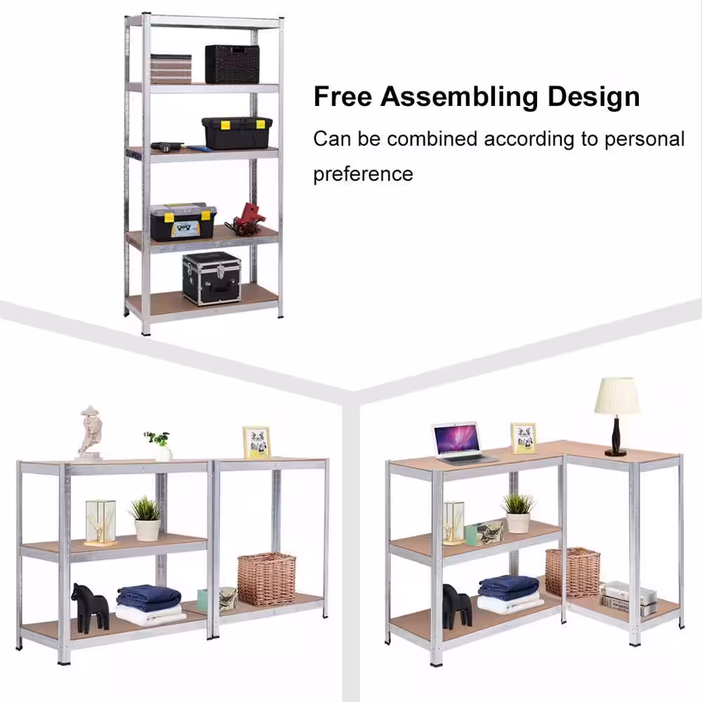 Costway 71 in. Heavy Duty Storage Shelf Steel Metal Garage Rack 5-Level Adjustable Shelves (4-Pieces)