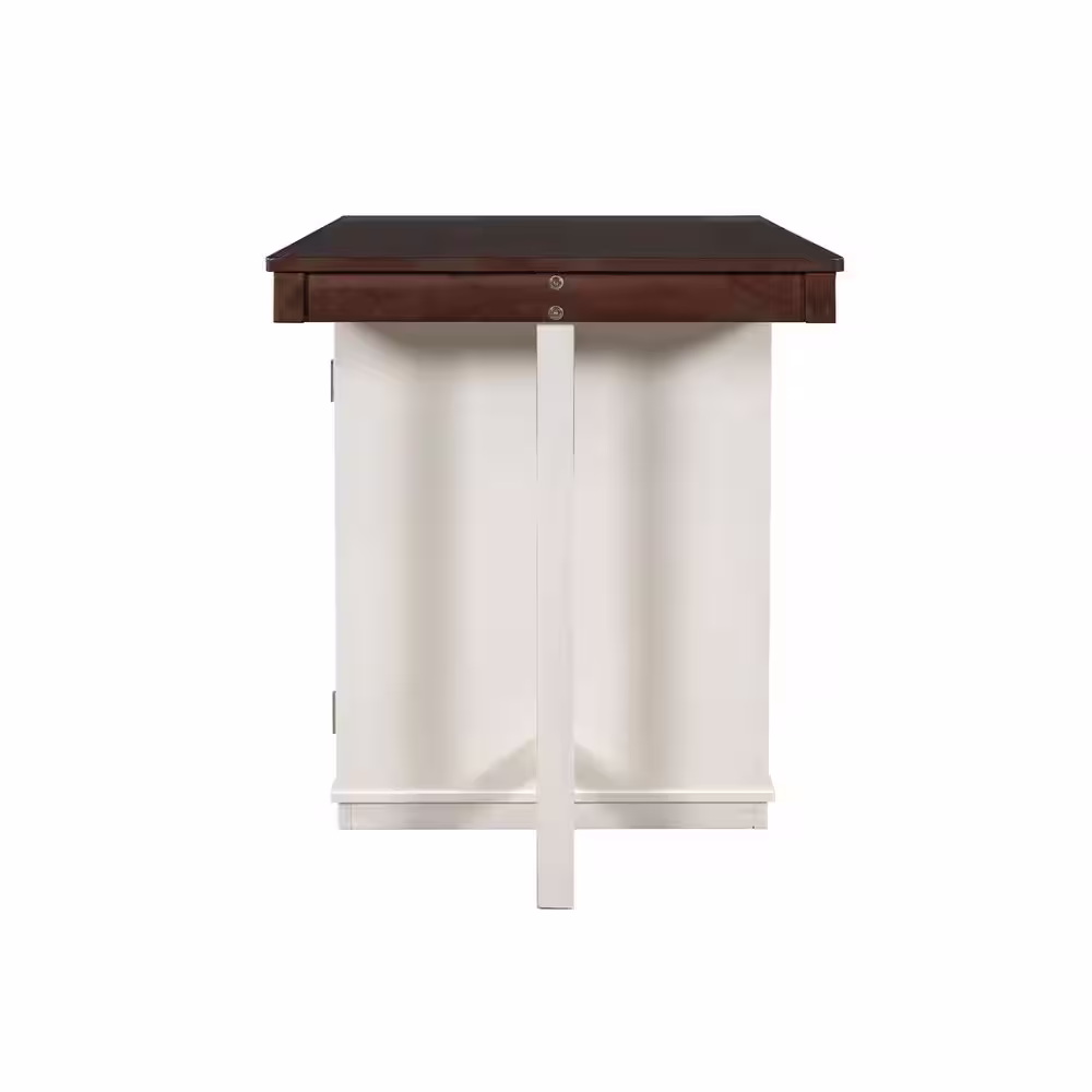 None Farmhouse 42 in. Rectangle White and Brown Wood Top Counter Height Dining Table with Rubber Wood Leg (Seats 4)