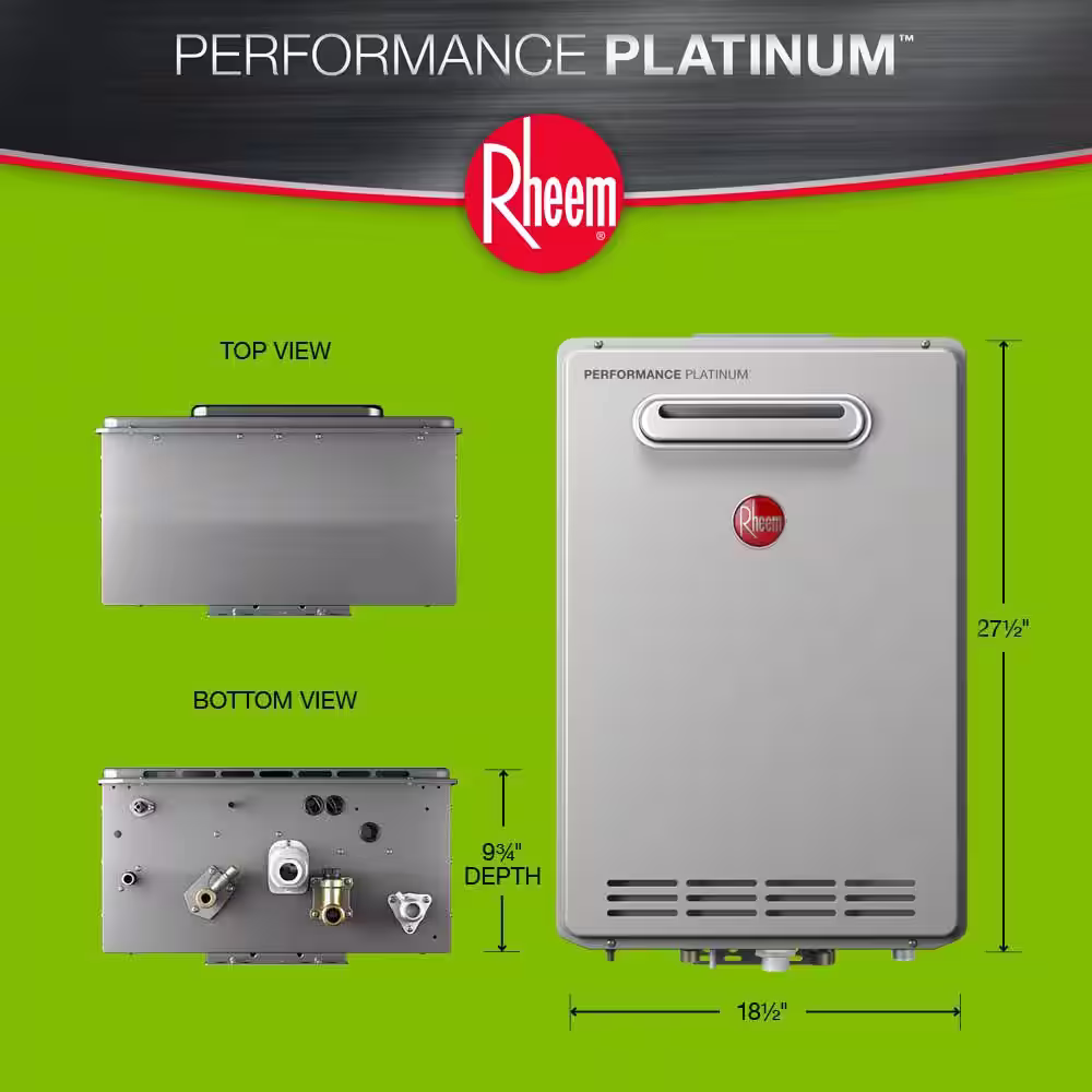 Rheem Performance Platinum 9.0 GPM Natural Gas High Efficiency Outdoor Tankless Water Heater