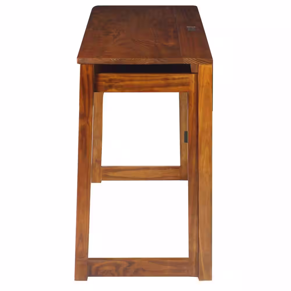 Casual Home Warm Brown Folding Desk with Pull-Out and USB Port