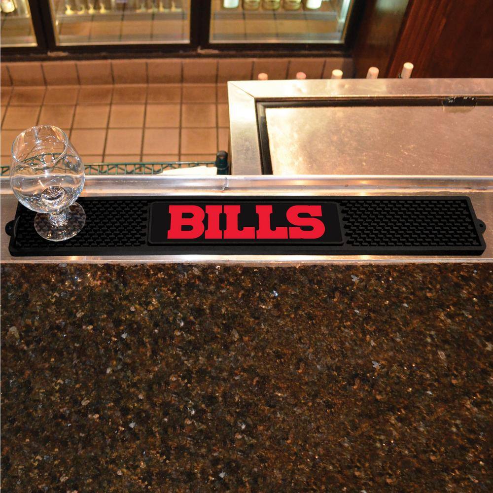 FANMATS NFL- 3.25 in. x 24 in. Black Buffalo Bills Drink Mat