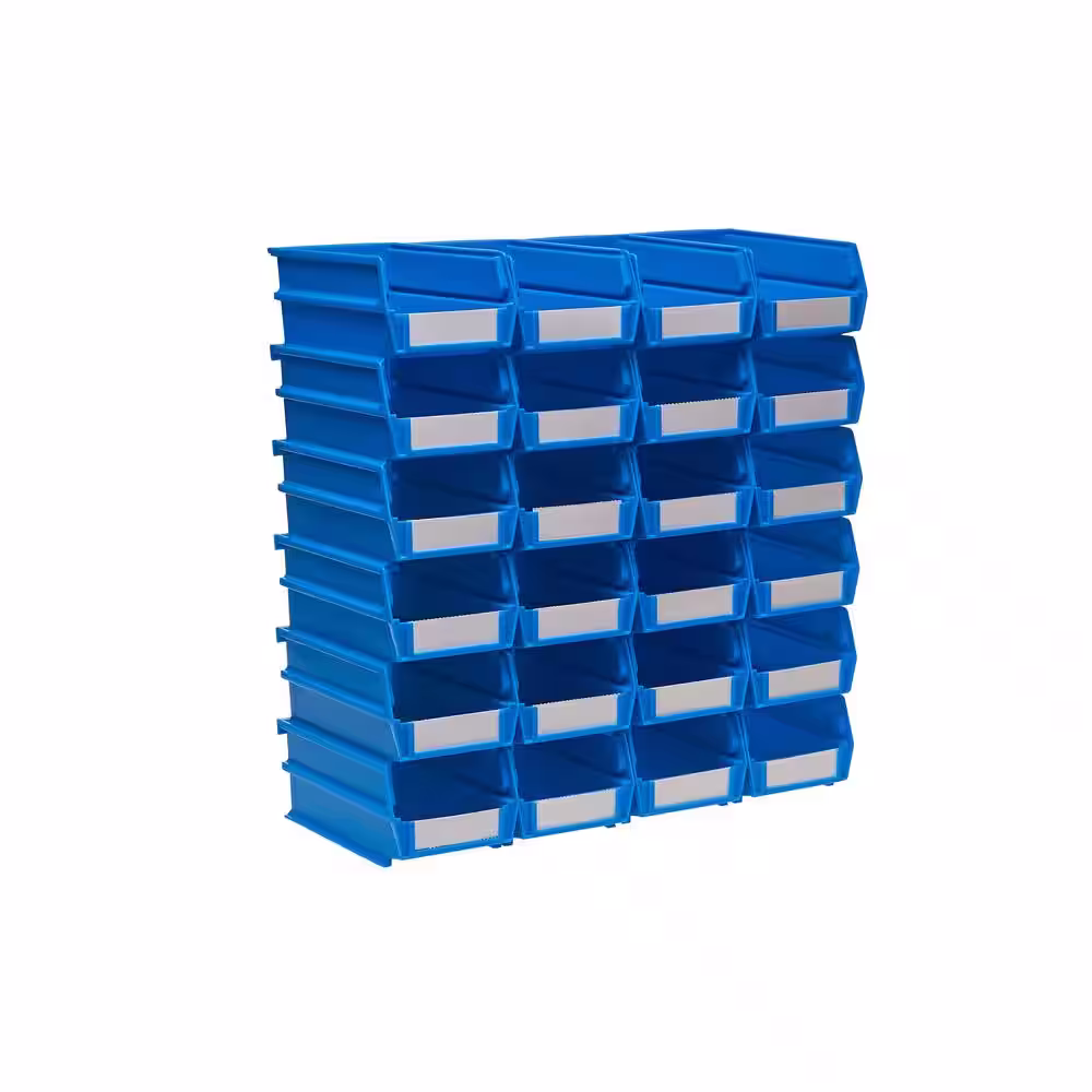 Triton Products 0.301-Gal. Stacking, Hanging, Interlocking Polypropylene Storage Bin in Blue (24-Pack)