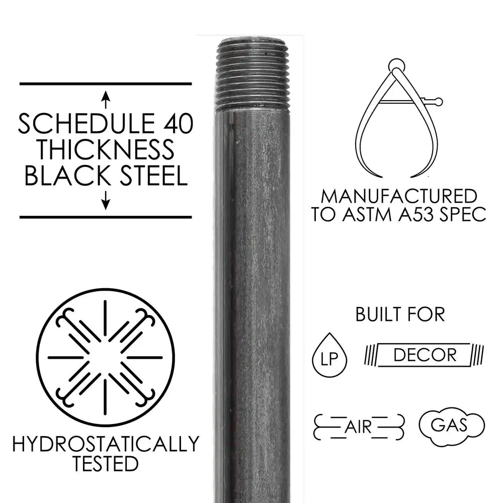 PIPE DECOR 1 in. x 72 in. Black Industrial Steel Grey Plumbing Pipe (4-Pack)
