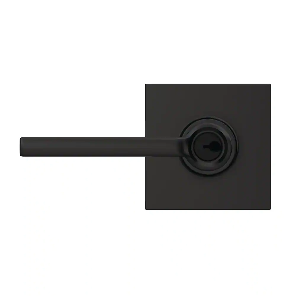 Schlage Latitude Matte Black Keyed Entry Door Handle with Collins Trim