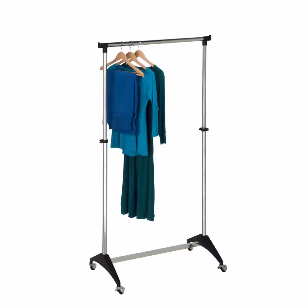 Honey-Can-Do Chrome Steel Clothes Rack 33.9 in. W x 66.9 in. H