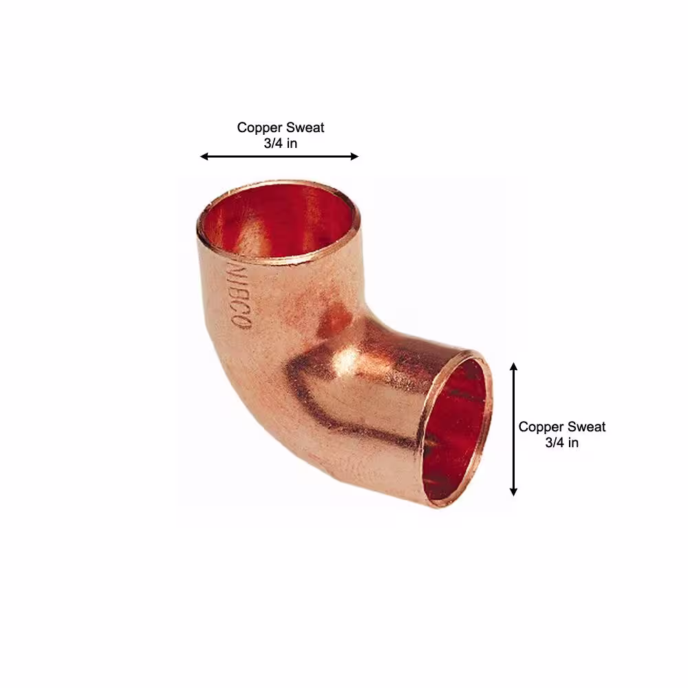 Everbilt 3/4 in. x 3/4 in. Copper Pressure 90-Degree Cup x Cup Elbow Fitting