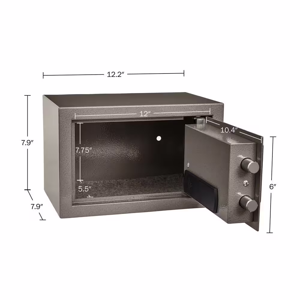 Stalwart Digital Safe Box - Steel Lock Box with Keypad, 2 Manual Override - for Home or Office (Beige)