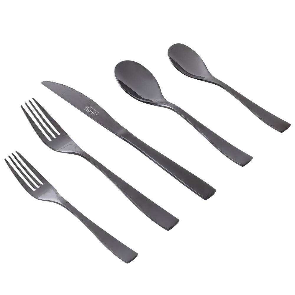 GIBSON HOME Holland Road 20-Piece Black Stainless Steel Flatware Set