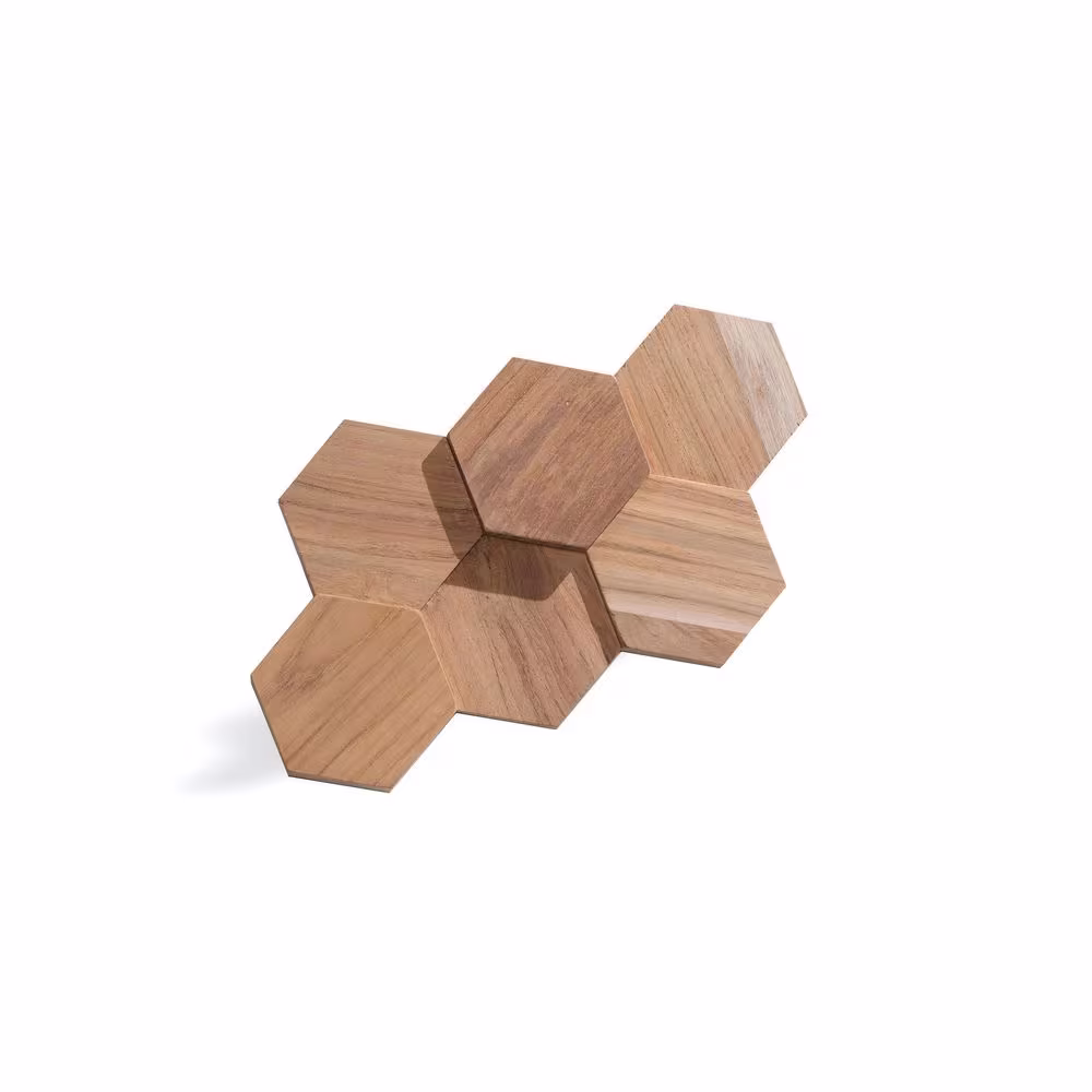 WALL!SUPPLY 0.79 in. 5.91 in. 10.24 in. UltraWood Teak Hexagon Natural Jointless Wall Paneling (25-Pack)