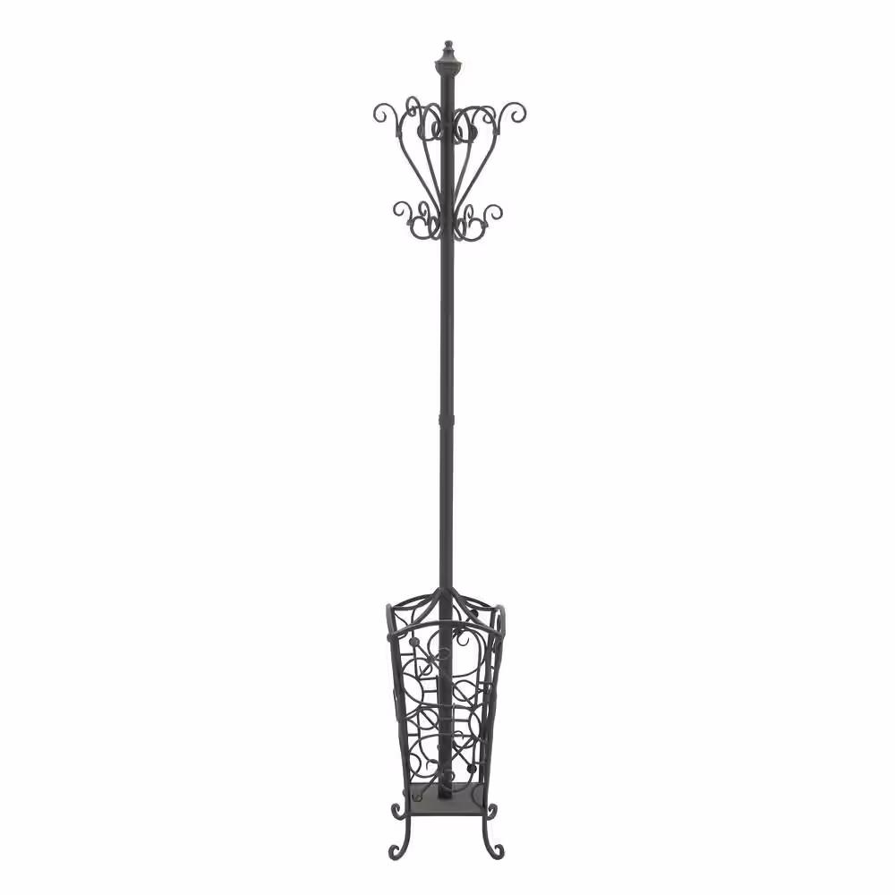 Litton Lane Black Metal Vintage Style Coat Rack with Scroll Designs