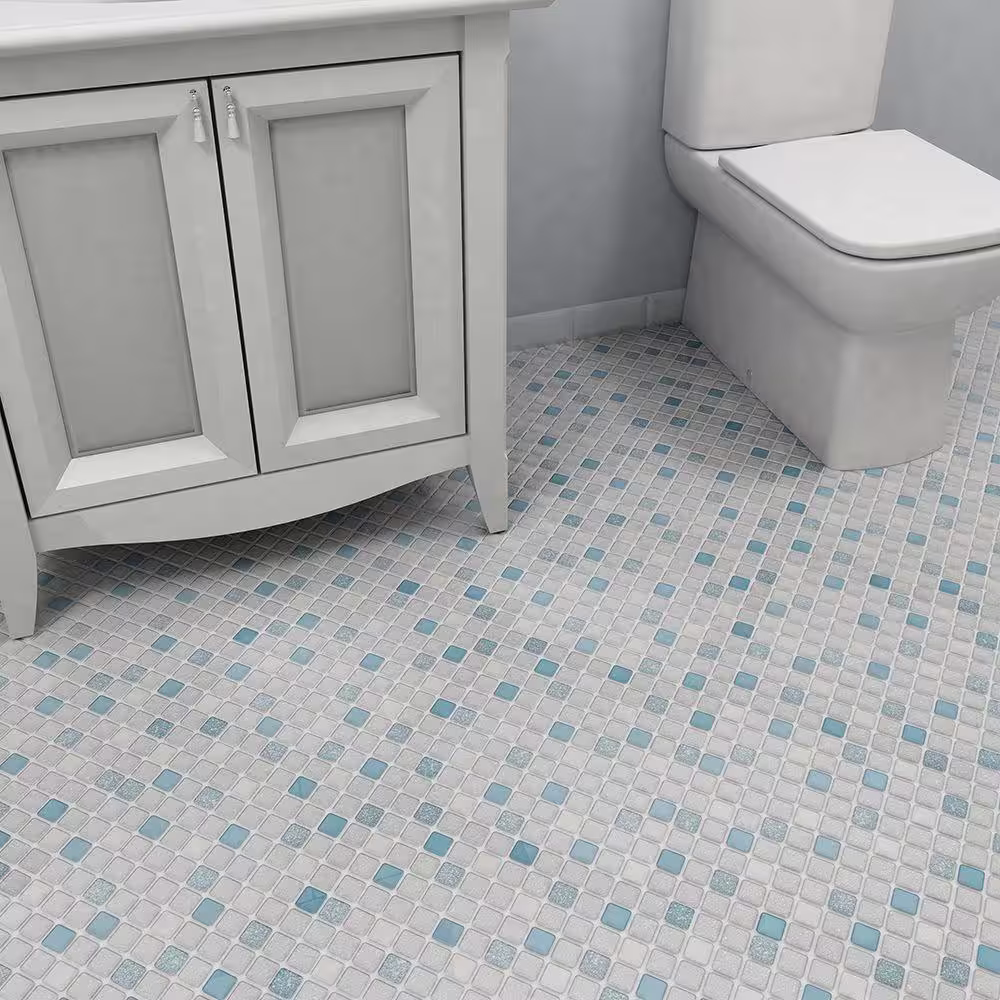 Merola Tile Crystalline Square Blue 11-3/4 in. x 11-3/4 in. Porcelain Mosaic Tile (9.8 sq. ft./Case)