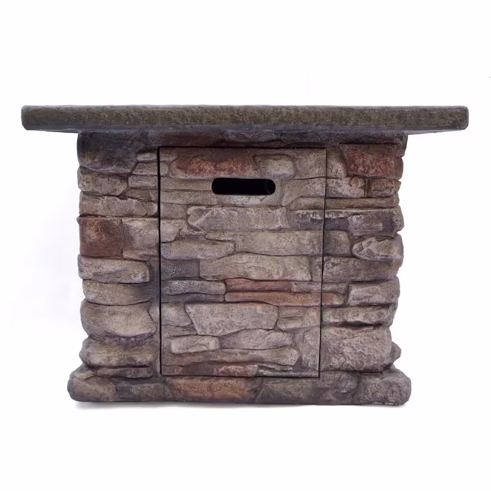 Noble House Dakota 32 in. x 24 in. Square MGO Propane Fire Pit in Natural Stone