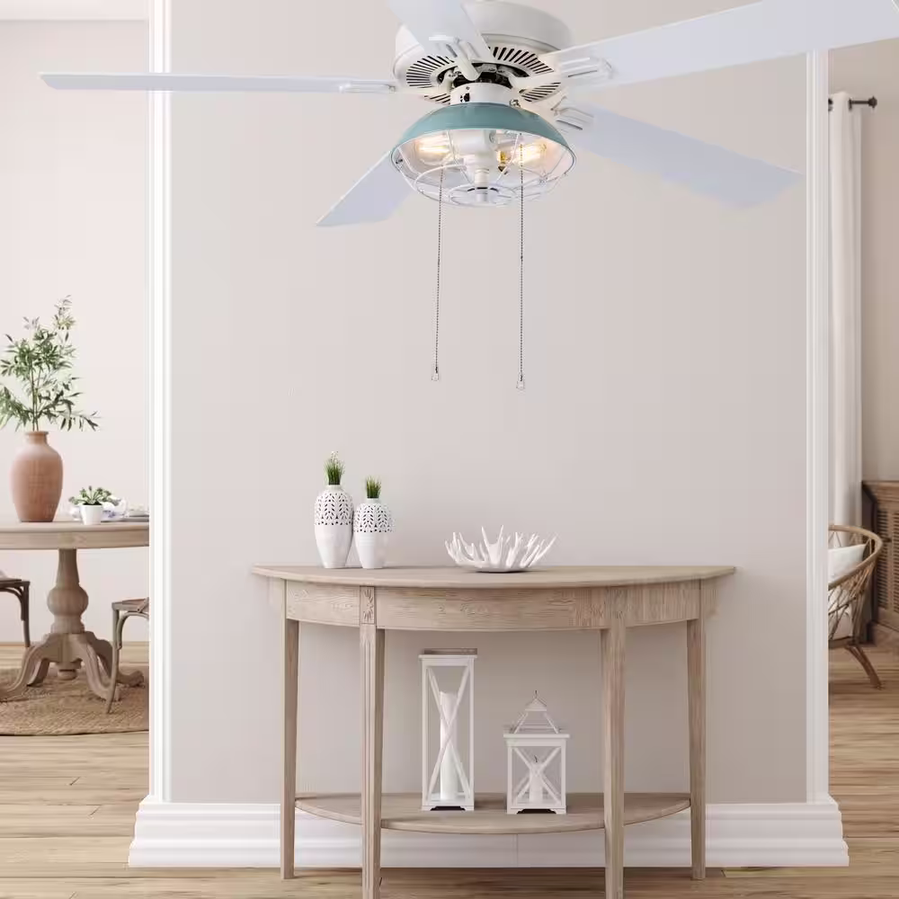 River of Goods Dawn Industrial 52 in. Indoor White Ceiling Fan with Light Kit