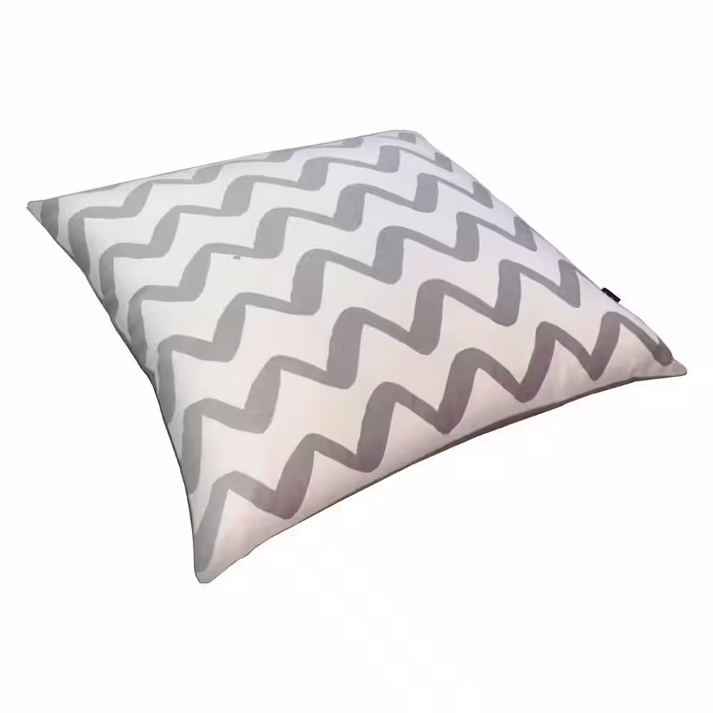 THE URBAN PORT Gray and White Modern Square Simple Chevron Pattern Cotton Accent Throw Pillow (Set of 2)