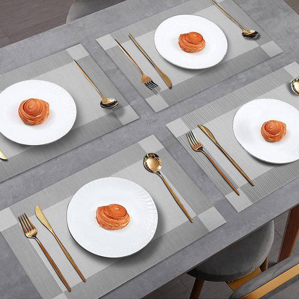 None Raystar 12 in. x 18 in. Placemats Durable Vinyl Woven Washable Heat-Resistance Protection No-Slip Place Mats (Set of 6)