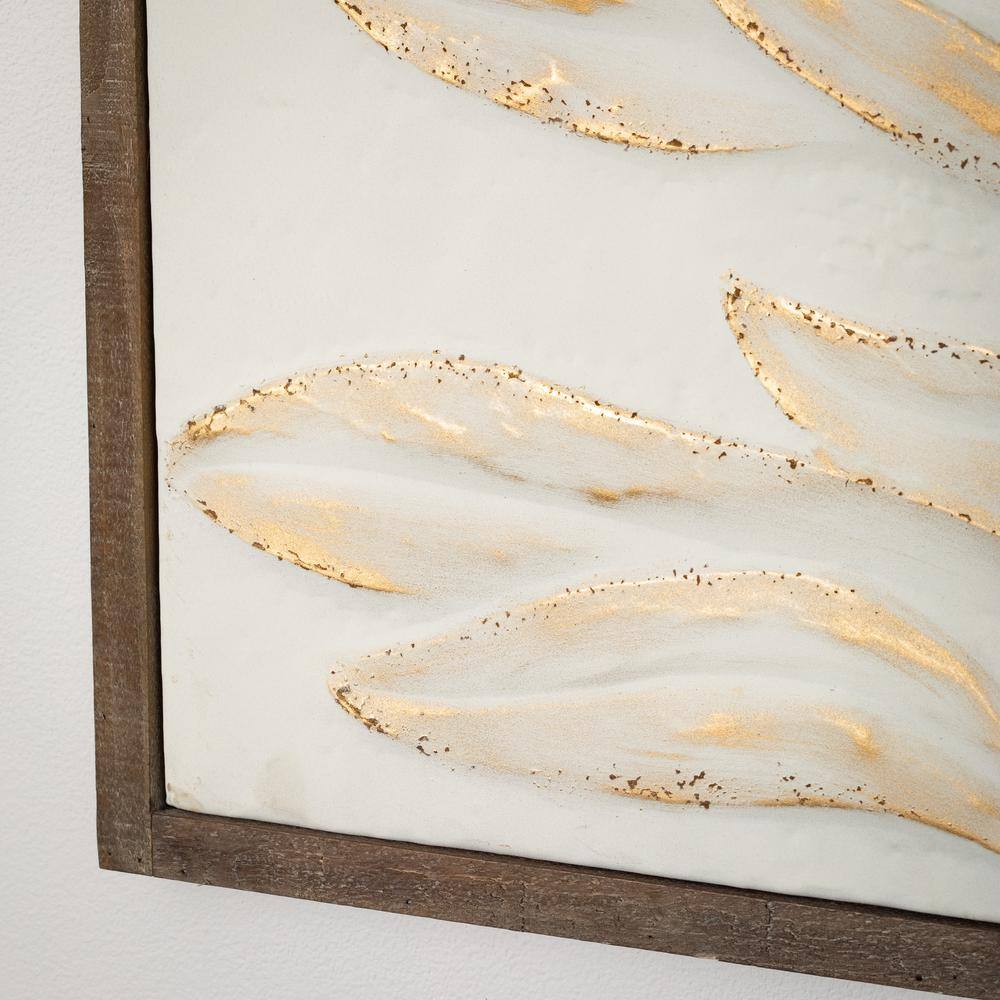 SULLIVANS Gold-Brushed Raised Protea Decorative Sign 38.5 in. x 38 in.