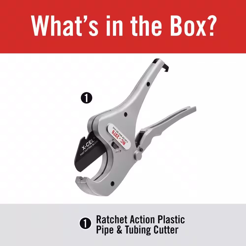 RIDGID 1/8 in. to 2-3/8 in. RC-2375 Ratcheting PVC Plastic, CPVC, PEX, PP & Flexible Tubing Cutter with Quick Change Blade