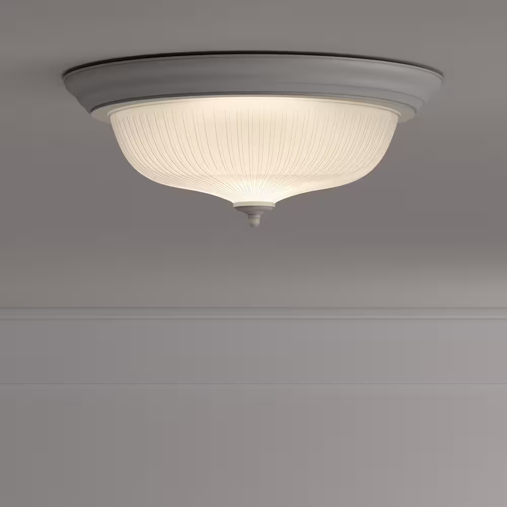 None 15 in. 3-Light White Flush Mount