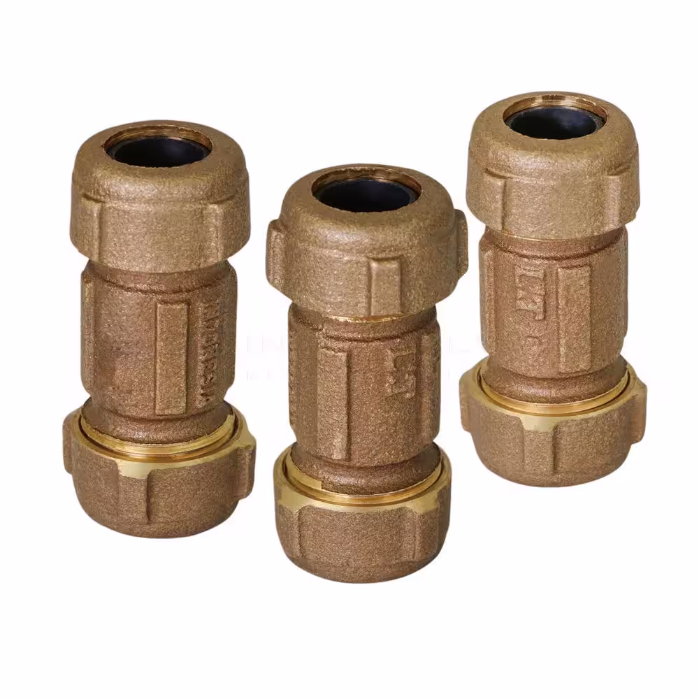 The Plumber's Choice 1/2 in. Nominal Fitting x 3 in. Length Brass Compression Coupling Fitting, with Packing Nut