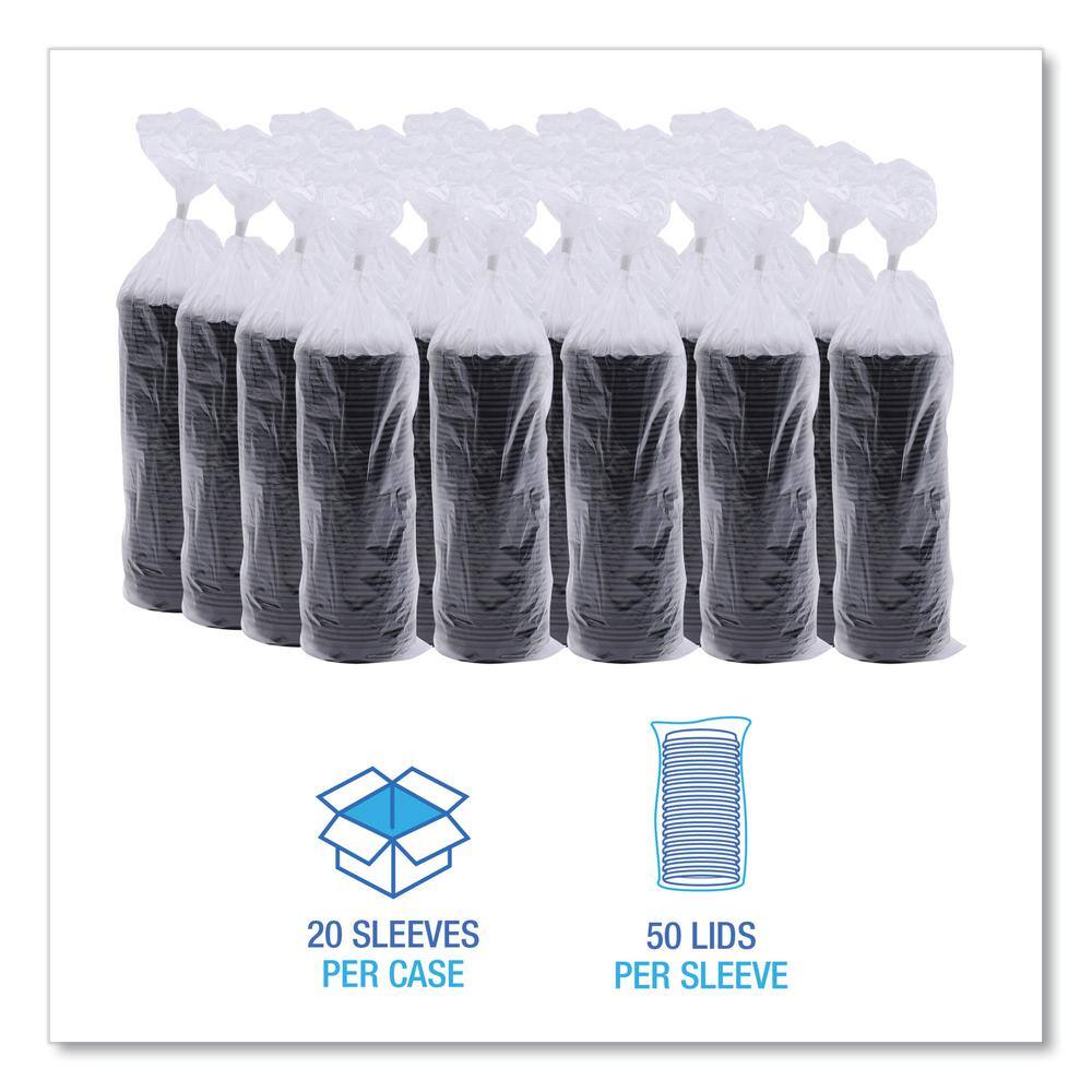 Boardwalk Black Disposable Polystyrene Cup Lids, Hot Drinks, Fits 8 oz. Hot Cups, 1,000 / Carton