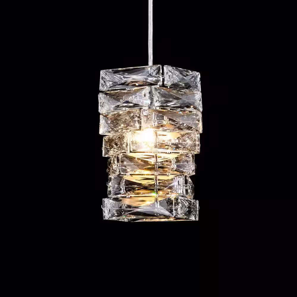 EDISLIVE Perley 1-Light Chrome Crystal Cylinder Pendant Light