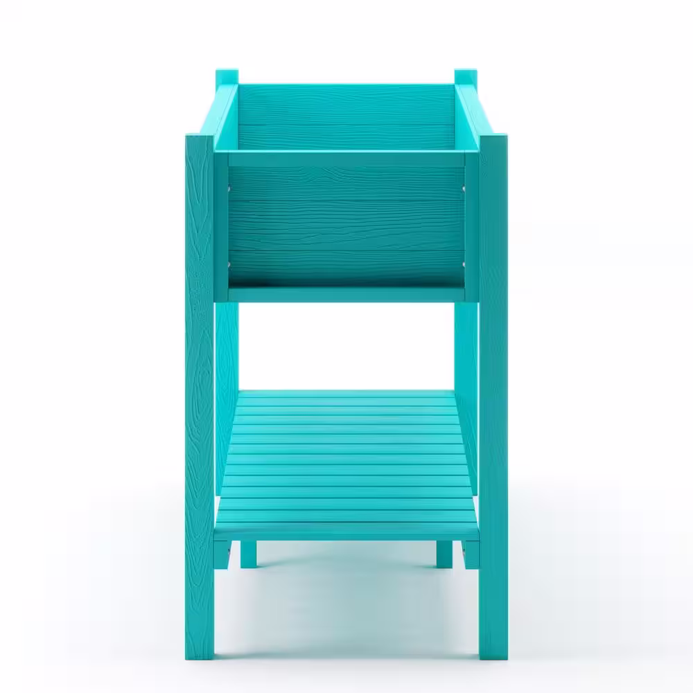 None Raised Garden Bed, Elevated Wood Planter Box Stand for Backyard, Patio, Balcony-Blue