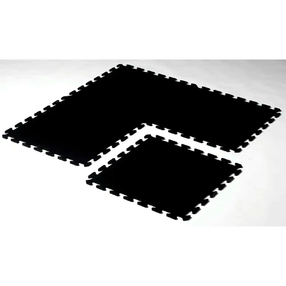 None Solid Black 24 in. x 24 in. Recycled Rubber Center Floor Tile (24 sq. ft.)