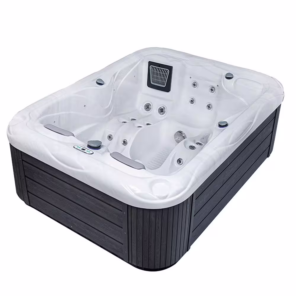 Buenospa Atlanta 2-Person spa, 37 Jets, LED Lighting, Ozone Generator, Sterling Silver, Grey, includes Hot Tub cover
