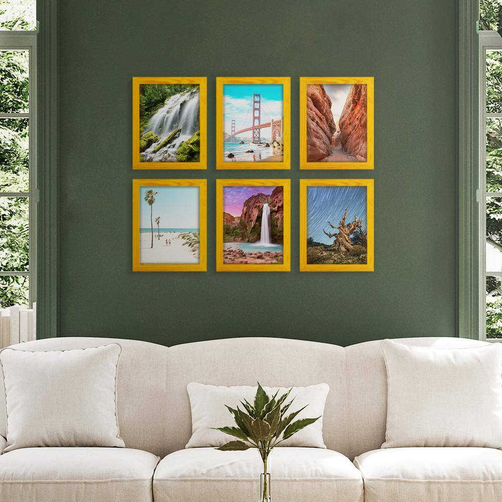 None Woodgrain 8 in. x 10 in. Sunflower Yellow Picture Frame (Set of 6)