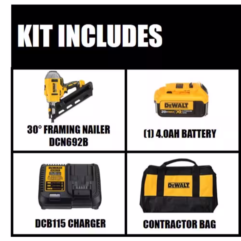DEWALT 20V MAX XR Lithium-Ion Cordless Brushless 2-Speed 30Â° Paper Collated Framing Nailer Kit and 3-1/4 in. Nails (2500-Pcs)