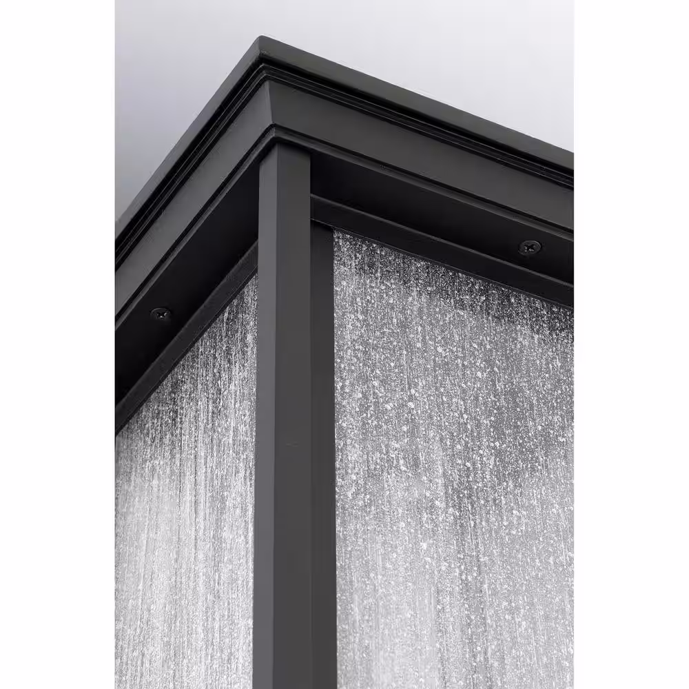 Progress Lighting Endicott Collection 1-Light Textured Black Clear Seeded Glass Craftsman Outdoor Hanging Lantern Light