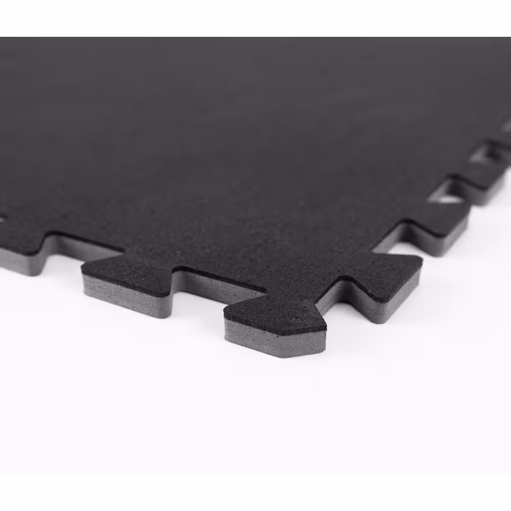 FloorPops Obsidian Black 24 in. W x 24 in. L x 0.47 in. Thick Rubber Interlocking Exercise Floor Tiles (4 tiles/case)