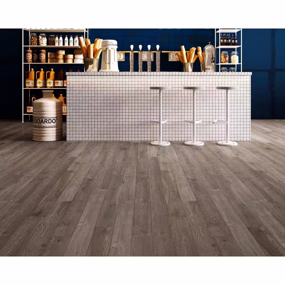 ACQUA FLOORS Dexter Oak 1/4 in. T x 5 in. W Waterproof Wire Brushed Engineered Hardwood Flooring (16.68 sqft/case)