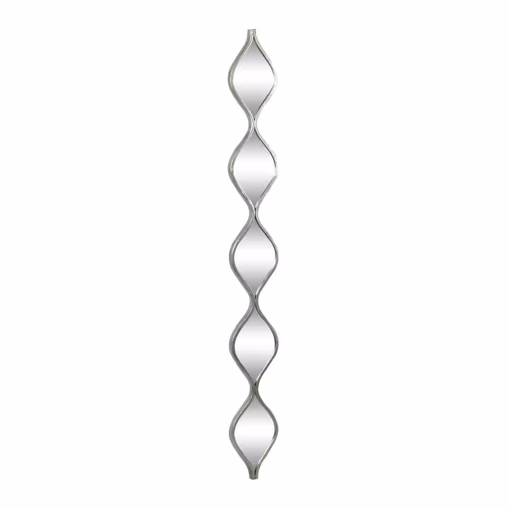 Litton Lane 58 in. x 7 in. Slim Stacked Chain 5 Layer Geometric Framed Silver Wall Mirror with Tear Drop Pattern and Foil Detailing