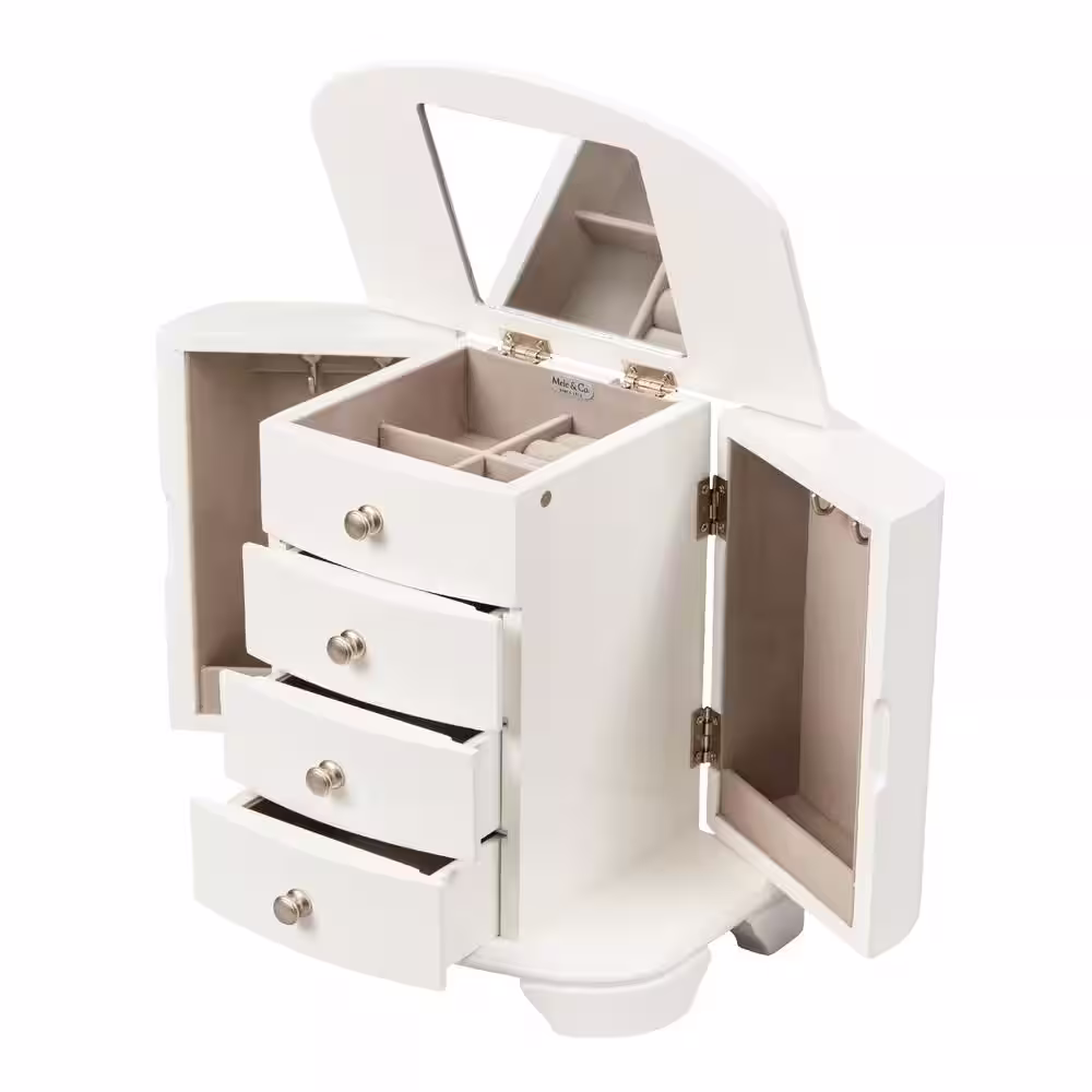 Mele & Co Kaitlyn White Wooden Jewelry Box