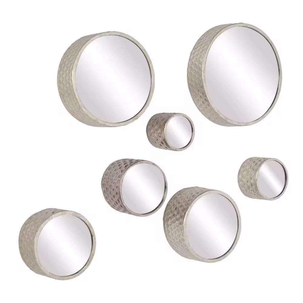 CosmoLiving by Cosmopolitan 12 in. x 12 in. Round Framed Silver Wall Mirror (Set of 7)