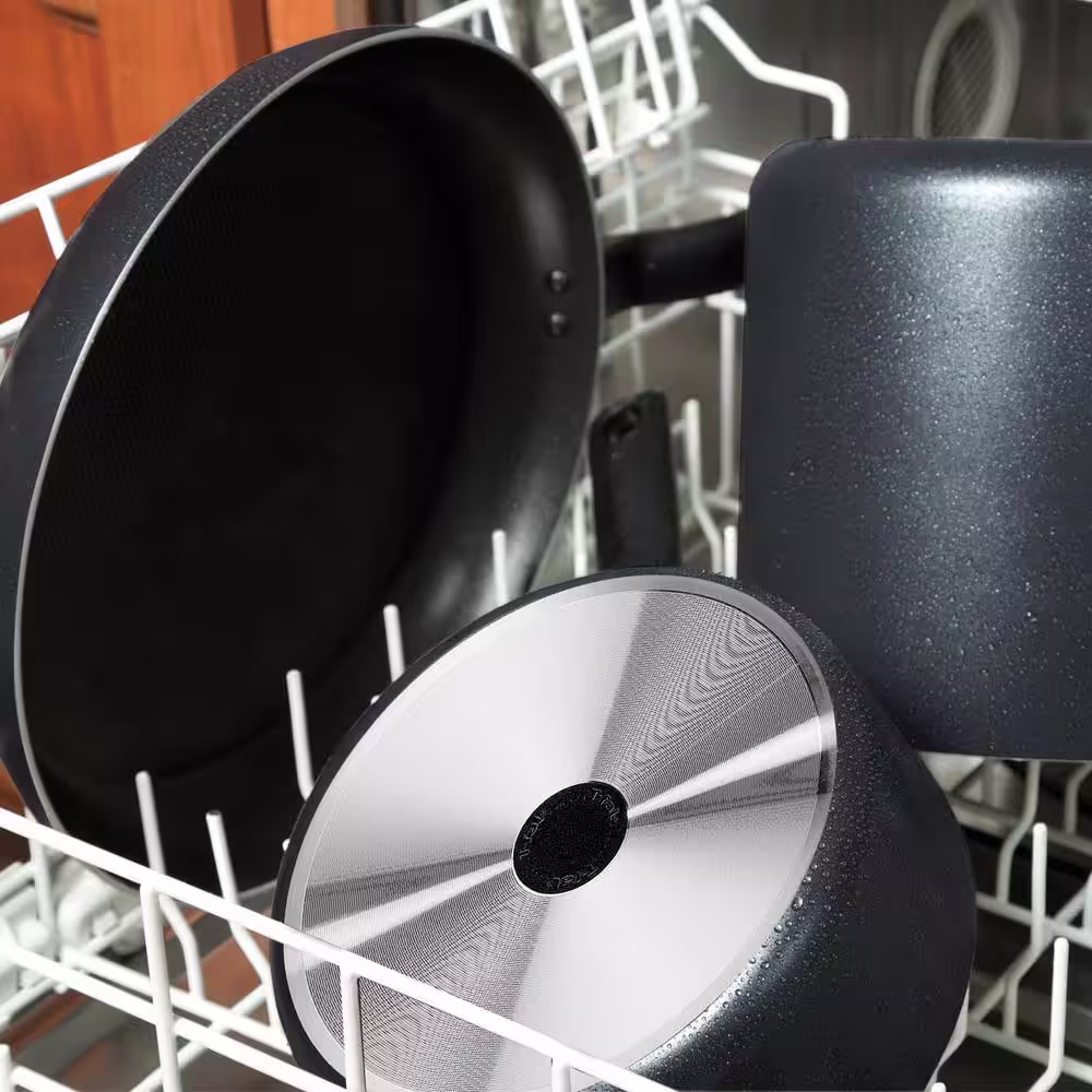 T-fal Initiatives 10-Piece Aluminum Nonstick Cookware Set in Black