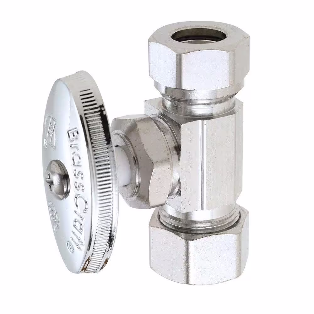 BrassCraft 1/2 in. Compression Inlet x 7/16 in. and 1/2 in. Slip Joint Outlet Multi-Turn Straight Valve