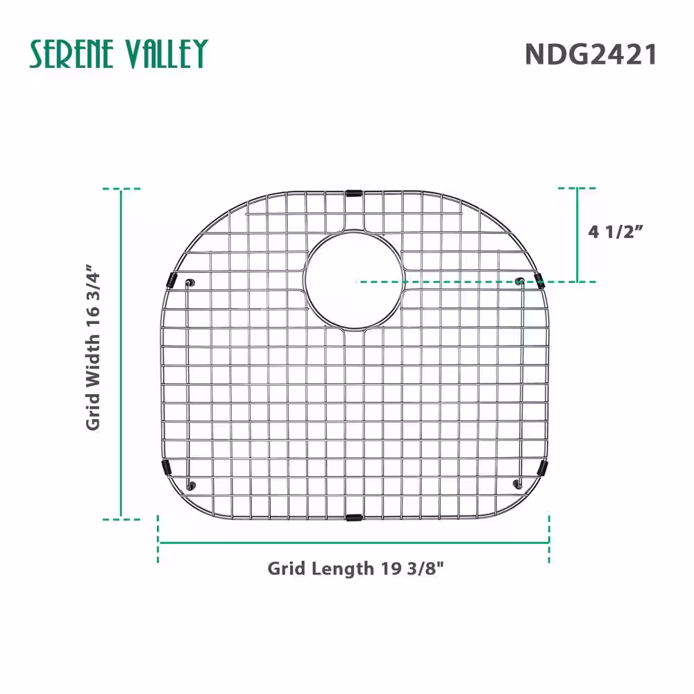 SERENE VALLEY 19.57 in. x 16.73 in. Rear Drain Heavy-Duty Stainless-Steel Sink Grid