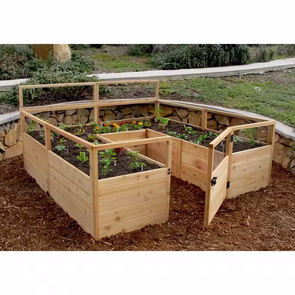 Ejoy 96 in. x 96 in. x 48 in. Beige Wood Raised Garden Bed