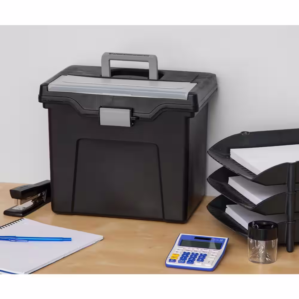 IRIS 24 Qt. Portable Letter Size File Storage Box in Black