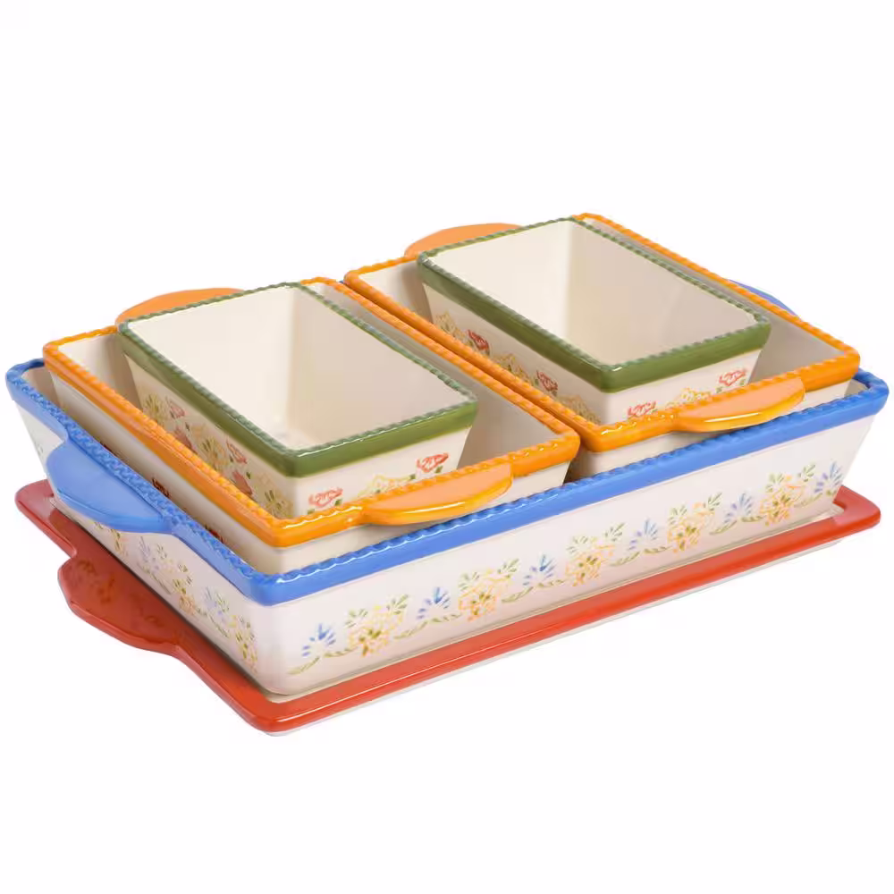 Laurie Gates 6-Piece Tierra Hand Painted Stoneware Bakeware Set