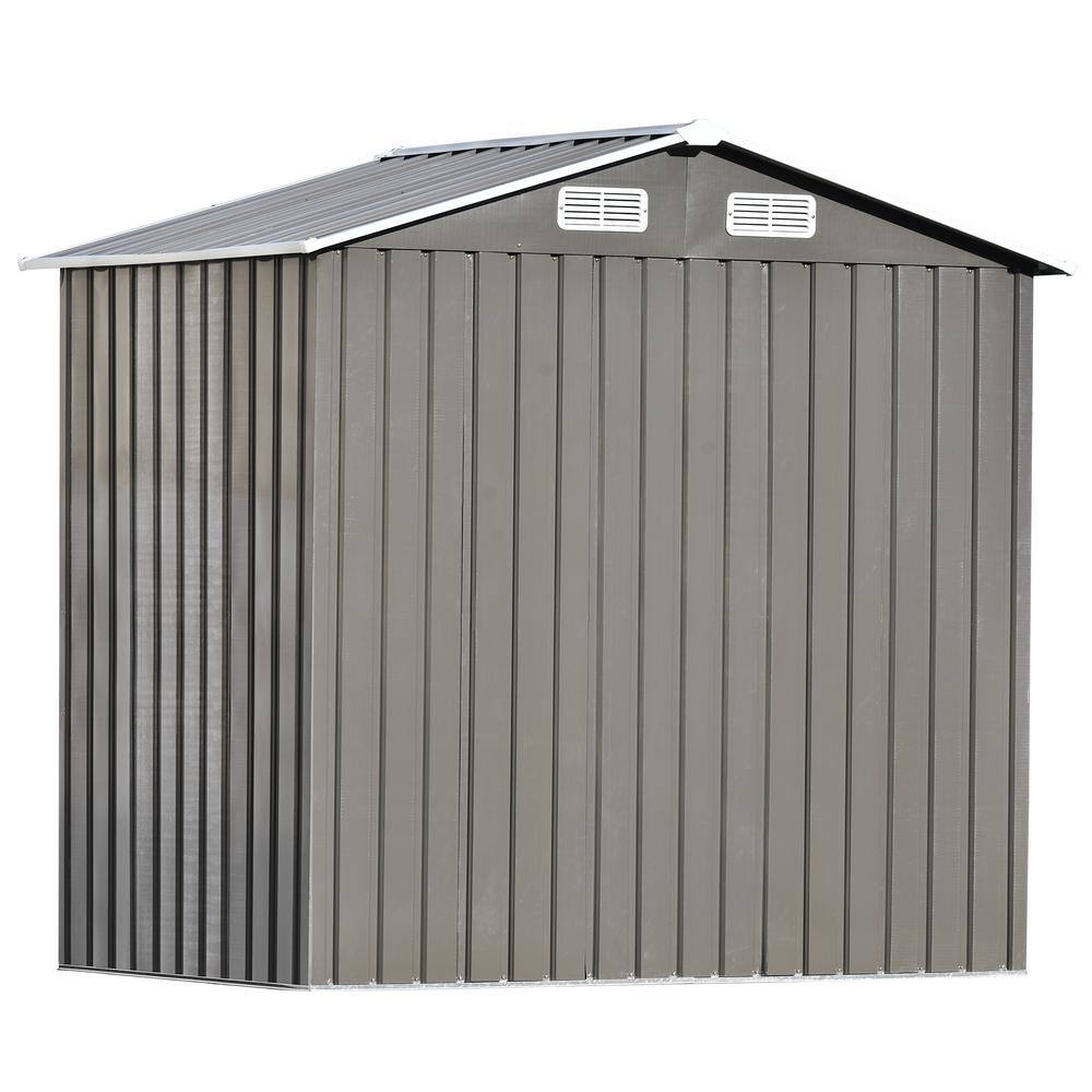 Afoxsos Patio 6ft x4ft Gray Metal Garden Storage Shed with Lockable Doors, Tool Cabinet and Vents,Coverage Area 23.4 sq. Ft.