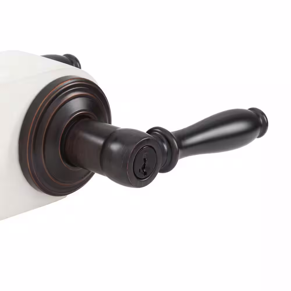 Kwikset Ashfield Venetian Bronze Keyed Entry Door Handle featuring SmartKey Security