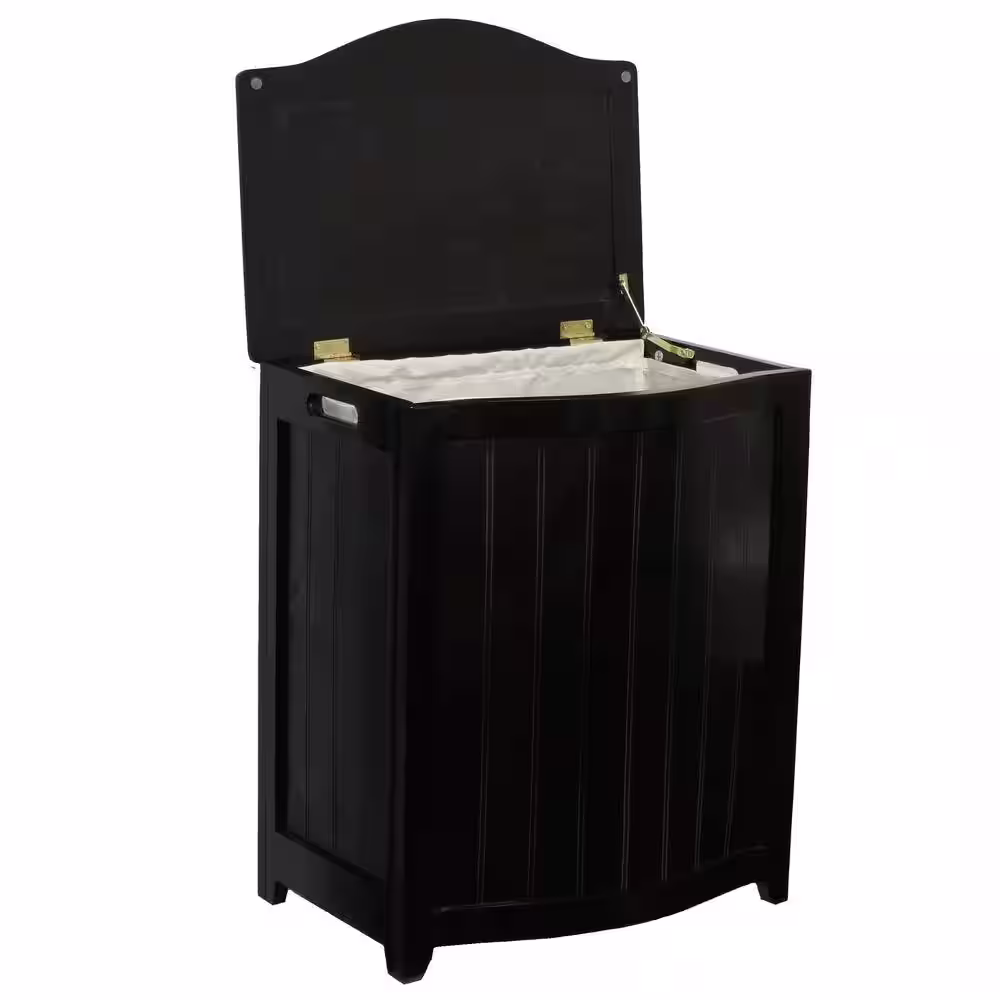 Oceanstar Dark Mahogany Wainscot Style Bowed Front Laundry Hamper