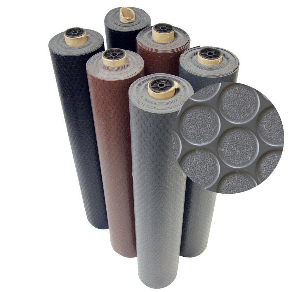 Rubber-Cal Coin Grip 4 ft. x 12 ft. Black Commercial Grade PVC Flooring
