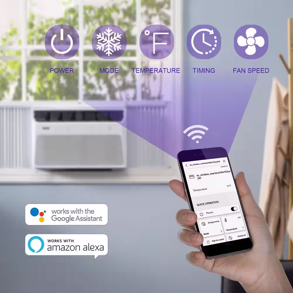 EQK Quiet Kool SMART 550 sq ft 12000 BTU Energy Star Window Air Conditioner 115V, with Wifi, EARC12RSE1H in White