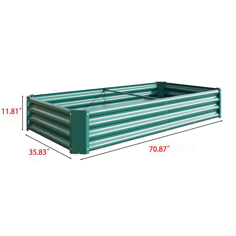 None 6 ft. x 3 ft. x 1 ft. Green Metal Raised Rectangle Planter Beds for Plants, Vegetables and Flowers