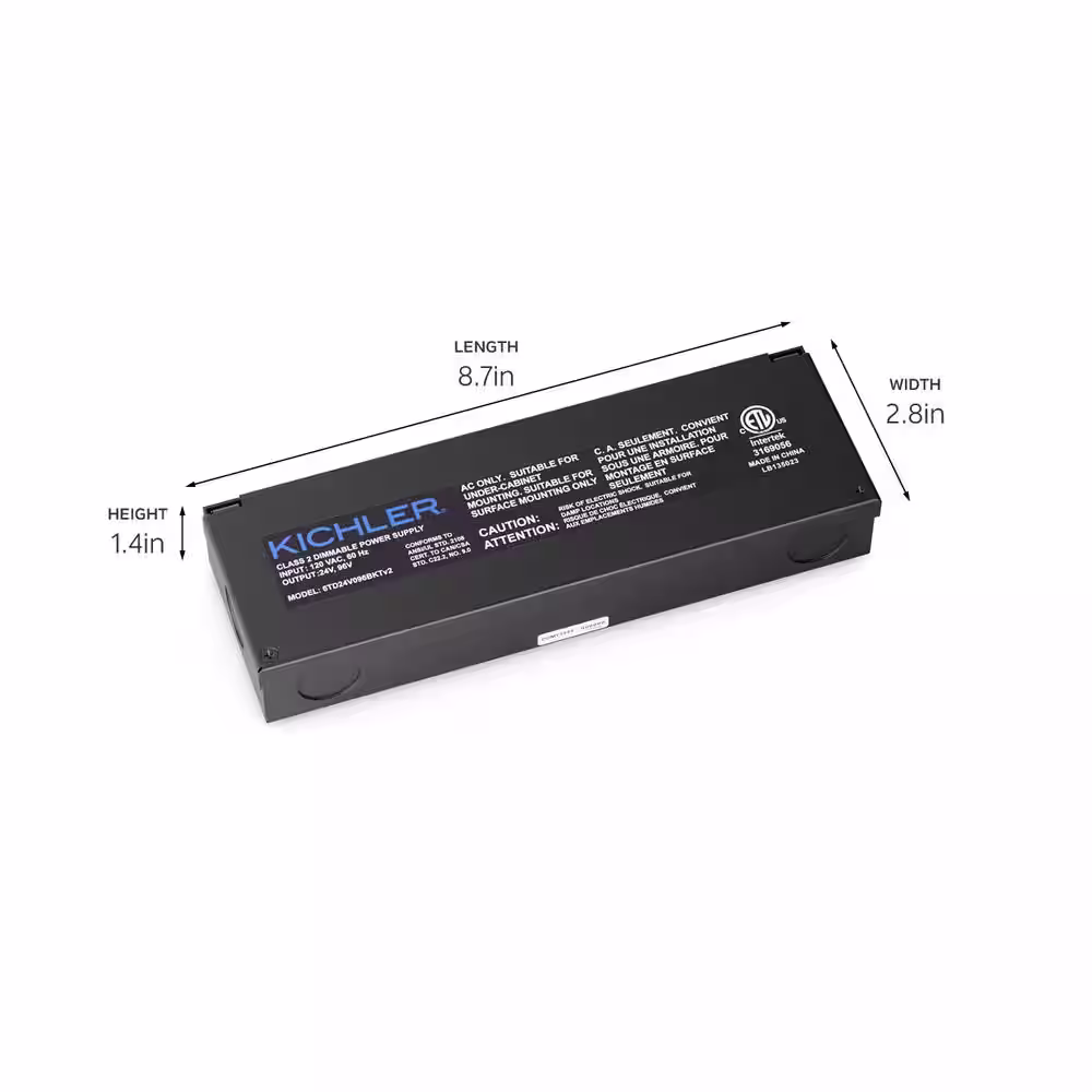 KICHLER Textured Black 6TD 24V 96W Direct Wire Dimmable Power Supply Transformer