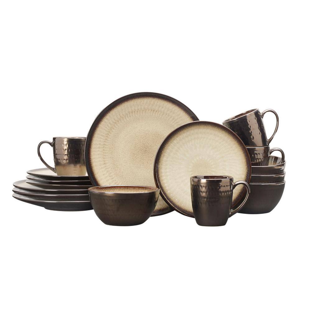 Gourmet Basics by Mikasa Anastasia 16-Piece Modern Cream Stoneware Dinnerware Set (Set for 4)